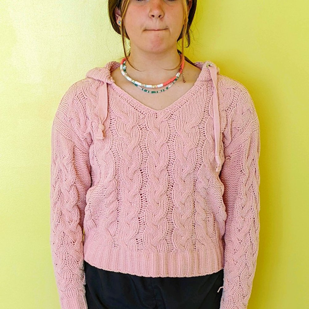 Women's Aeropostale Pink Chunky Knit Cropped Sweater